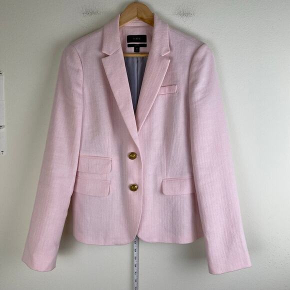 J. Crew Dalton Blazer Size 8T Light Pink Linen Cotton Tall Old Money Yacht Club - Picture 5 of 12